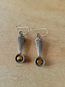 Pendientes para mujer Patricia Locke perforados enchapados en oro ojo de tigre 1,5" colgantes DROP - Imagen 1 de 3