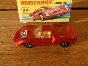 MATCHBOX Lesney Superfast 68 C PORSCHE 910 CARRERA 10 Rennwagen Rot + Repro Box - Bild 1 von 8