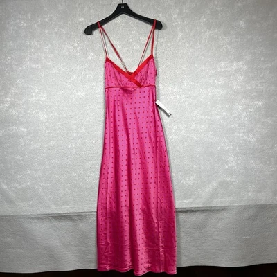 Kimchi Blue Dress Womens Size XL Pink Red Polka Dot Sheer String Back Detailing - Image 1 of 4