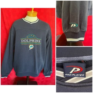 VINTAGE 1990s Miami Dolphins Embroidered Sweater Sweatshirt Pro Player Large - Picture 1 of 12