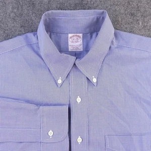 Brooks Brothers Dress Shirt 16.5 36 Blue Micro Geometric Non Iron Button Down - Picture 1 of 9