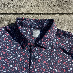 Callaway Opti Dri Men's Size 2XLT All Over Golf Clubs Print Polo Shirt Stretch - Picture 1 of 15