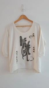Diesel Vintage Y2K Womens Off White Crew Neck Graphic Cotton Sweatshirt - Size M - Picture 1 of 11