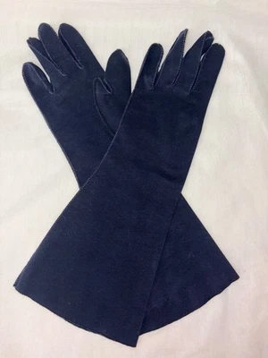 Guantes vintage de algodón azul oscuro para mujer talla XS/S Foto 1 de 4