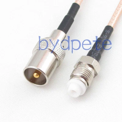 FME female jack to TV male plug RF Coaxial Pigtail Jumper Cable 50ohm RG316 20cm - Image 1 of 4