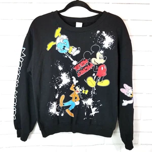 Disney Youth Mickey Multi Character Sweatshirt Black Multicolor Size M (7-9) - Picture 1 of 6