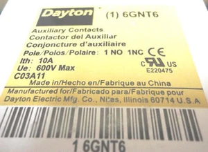 2 piezas. Contactor de bloque de contactos de propósito definido 10a Dayton 6GNT6 contactos auxiliares - Imagen 1 de 3