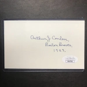Arthur J. Conlon Signed 3x5 Index Card MLB Boston Braves JSA CERTIFIED Autograph - Picture 1 of 6