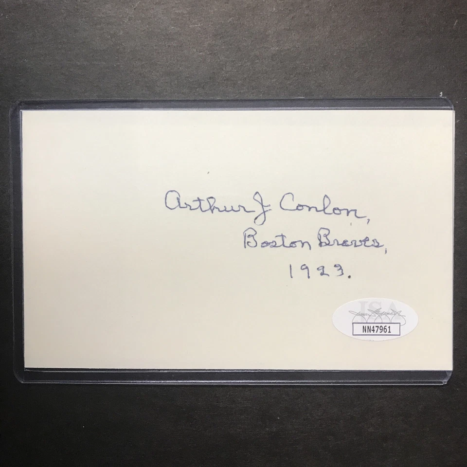 Arthur J. Conlon Signed 3x5 Index Card MLB Boston Braves JSA CERTIFIED Autograph - Image 1 of 4