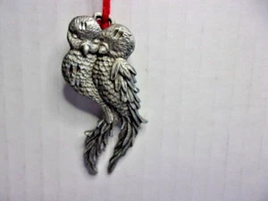Rawcliffe Pewter Love Birds Ornament 1995 Vintage Die Cut Keychain Pendant - Picture 1 of 5
