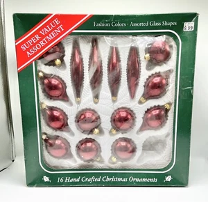 15 Vintage Hand Crafted Christmas Ornaments Assorted Shapes & Size RED - Picture 1 of 8