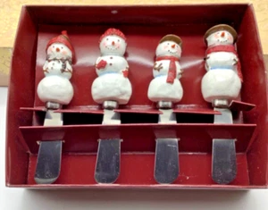 St. Nicholas Square "Warm Wishes" Snowman Cheese Butter Spreaders Set of 4 - Picture 1 of 3
