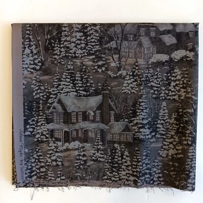 Moda Silent Night Sentimental Studios Black House Snow Cotton Fabric 1/2yd x 43" - Image 1 of 4