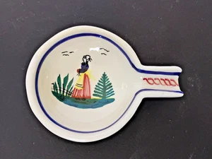 Henriot Quimper France Ceramic Ashtray F487 Vintage 4" L Lady Red Skirt Center - Picture 1 of 11