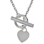 Heart Charm T-Bar Chain Necklace 46cm/18' 9ct White Gold