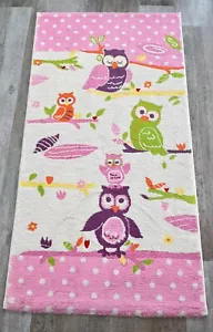 Teppich Eule, rosa,lila, grün, Punkte, 0,80m x 1,50m, Kids, Kinder, Mädchen,Pino - Bild 1 von 4