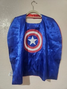 Kids Marvel Rubies Blue Red Silky Captain America Cape Halloween One Size - Picture 1 of 9