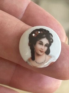 Cameo Limoges Cameos Cabochon Victorian Lady Vintage Jewelry Making France - Picture 1 of 4