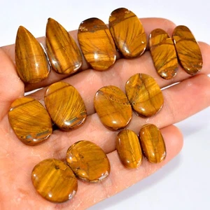 7 Pair 178 Cts Natural Tiger Eye Cabochon Gemstone Pair Lot 17x10-21x15mm #14770 - Picture 1 of 6