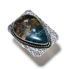 Natural Watermelon Tourmaline Handmade 925 Sterling Silver Ring Size 9 L627