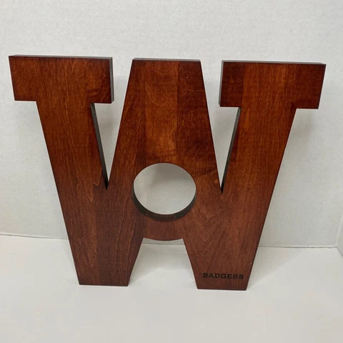 Wisconsin Badgers Wooden Wall Clock Logo Frame Picture Display NCAA Plaque Cover