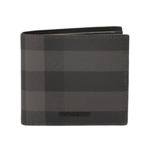 BURBERRY Walllet Men Bi-fold Polyurethane 8100529 Charccol - Picture 1 of 9