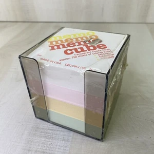 Vtg Memo Cube Note Pad w/ Holder 3.5” Multi Color Pads Decor-Lite USA NOS - Picture 1 of 10