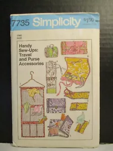 Accesorios de viaje y bolso vintage Simplicity Pattern 7735 corte completo 1976 - Imagen 1 de 13