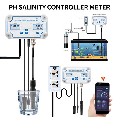 WiFi 2 in 1 Digital Salinity & PH Meter Salinity & PH Monitor for Aquarium - Image 1 of 4