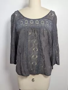 American Eagle Top Größe Medium transparente Spitze Boho Bauern Cottagecore Fee Blumen - Bild 1 von 4