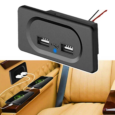 3.1A Dual USB Port Fast Charger Socket Power Outlet Panel 12V Motorcycle Car RV - Image 1 of 4
