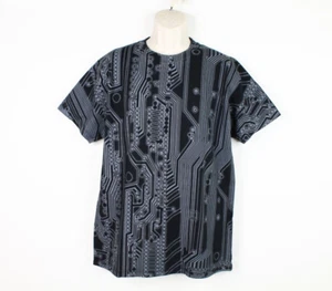 Vintage Computer Gear T-Shirt Mens Large Black Motherboard Graphic Y2K AOP - Picture 1 of 10