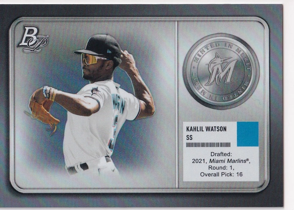 2022 BOWMAN PLATINUM RC KAHLIL WATSON MIAMI MARLINS ROOKIE BZ-2112 - Image 1 of 1
