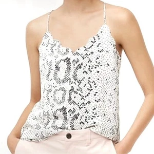 NWT J.Crew Ivory & Black Snakeskin Print Racer Back Lined Cami Top Size 6 - Picture 1 of 8