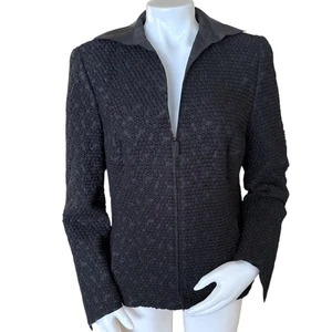 Akris Double Zipped Closure Long Sleeved Jacket Black Bumpy Textur F 44 US 14 - Bild 1 von 9