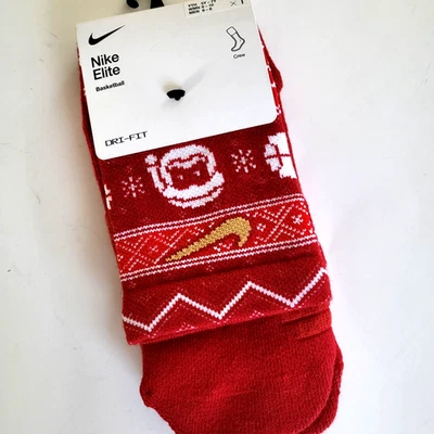 Nike authentic Elite Basketball socks 1pk crew sport Socks Size M Red Christmas - Image 1 of 3