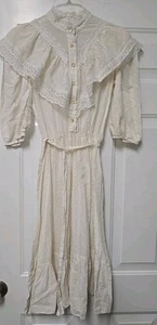 Vestido Floral Marfil Encaje Vintage Años 70 Boho Cottage Core Pradera Vástagos Perlados - Imagen 1 de 12