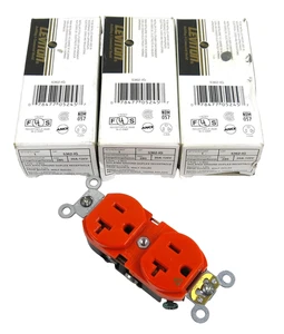 Lot of (3) 5362-IG Leviton Hospital Grade Orange 125V Duplex Receptacles - NEW - Picture 1 of 4