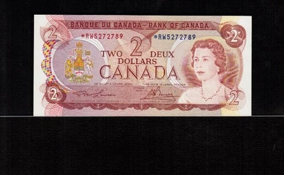 Canada $2 DOLLARS 1974 Star Replacement Lawson/Bouey Prefix *RW Gem UNC - Image 1 of 2