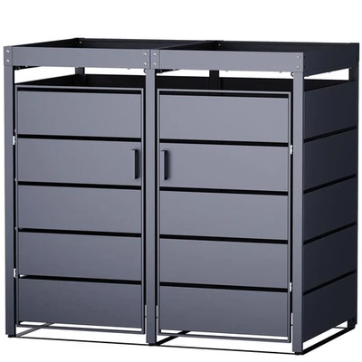 2er Mülltonnenbox mit Blumenkasten und Magnettüren 132*80*124cm - Bild 1 von 4