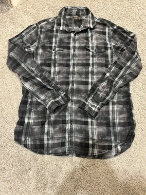 Helix Men’s Long Sleeve Button Up Shirt Plaid Black Gray Size Large Casual - Image 1 of 4