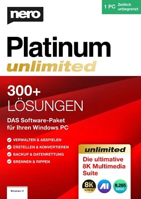 Nero Platinum 2024 - Lizenz für 1 PC - nicht zeitlich begrenzt- Download Version - Bild 1 von 4