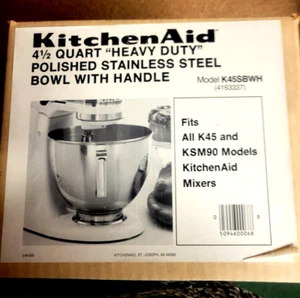 Retro KitchenAid Zubehör 4 1/2 QT "Heavy Duty" SS Schüssel mit Griff #K455BWH - Bild 1 von 2