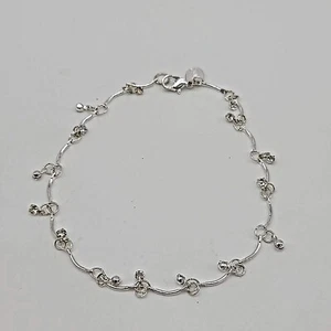 Claire's Curved Silver Bar & Clear Rhinestone Studded Anklet - Picture 1 of 4