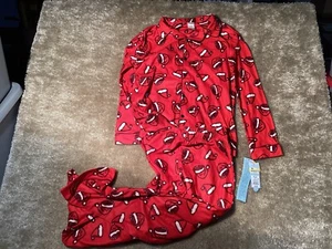 Cat & Jack - Boy's Pajama Set - Santa Hats - Red - Size M (8) - Picture 1 of 1
