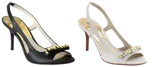 Michael Kors Livvy Saffiano Leather Studded Slingback Sandal Slide Black/White - Picture 1 of 10