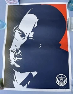 2006 Malcolm X Orange Obey Shepard Fairey Signed & Numbered Art Poster LE 150 - Picture 1 of 13
