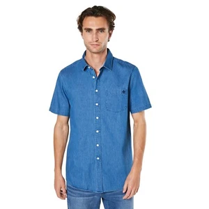 Maine Mens Denim Short-Sleeved Shirt DH7718 - Picture 1 of 3