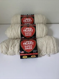Red Heart Super Saver Yarn Natural Lot Of 2 7 Oz Plus Partial Skein - Picture 1 of 5