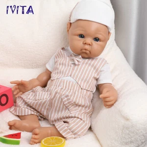 IVITA 19" Brown Silicone Reborn Baby Boy Floppy Silicone Newborn Doll Gift - Picture 1 of 7